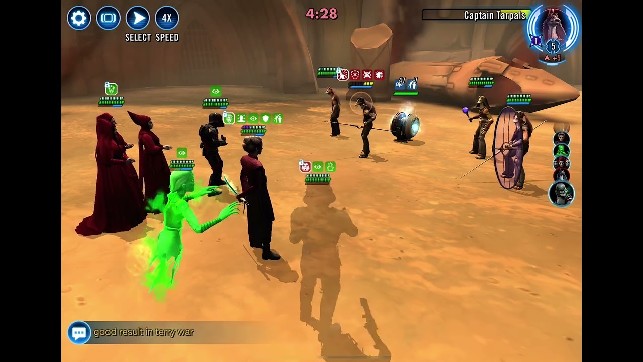 SWGOH, TW: Nightsister (Great Mothers 2 Omicrons) vs Gungan (Boss Nass Omicron)
