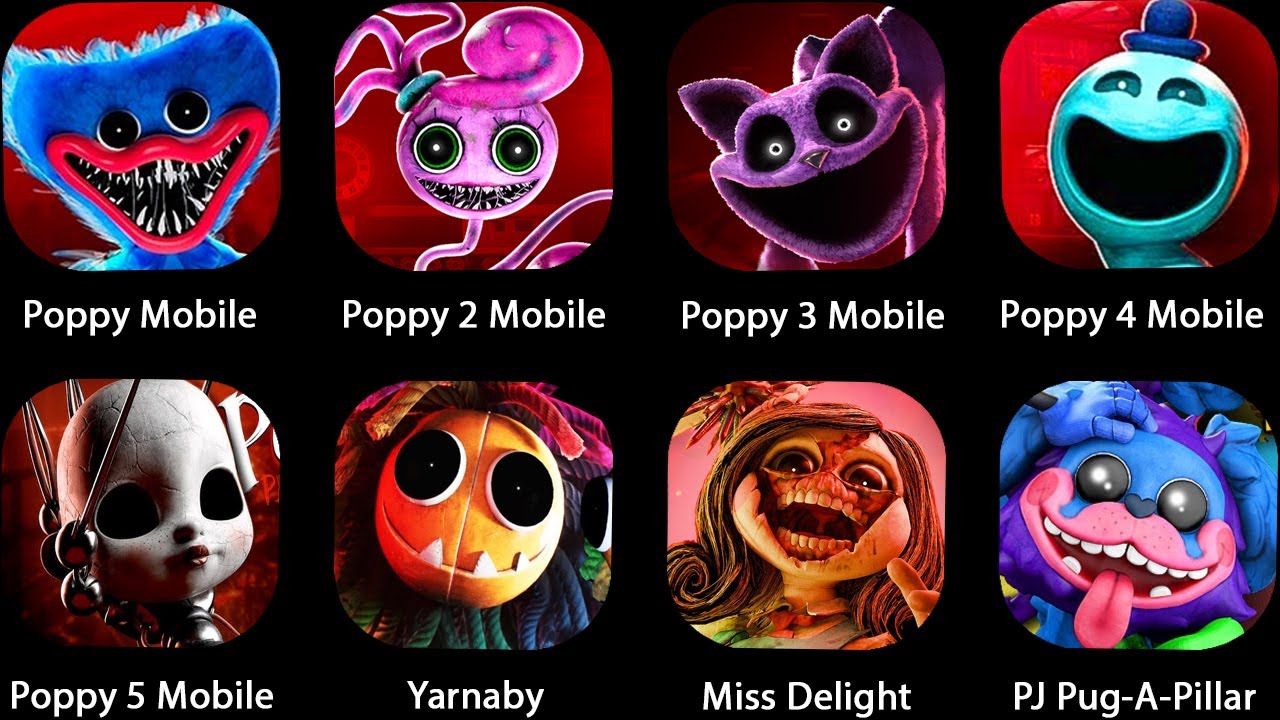 Poppy Playtime Chapter 5 Fanmade,Poppy Playtime Chapter 1 2 3 4,Yarnaby,Miss Delight,PJ Pug-A-Pillar