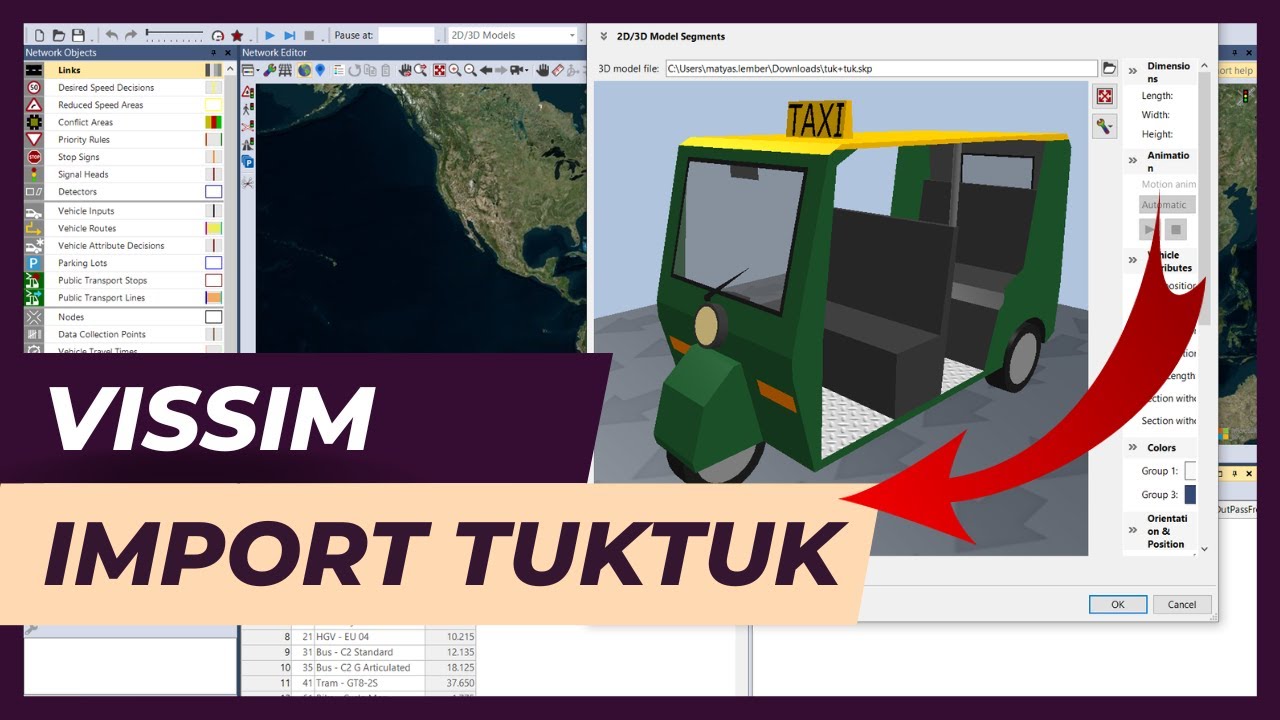 Vissim Tutorial - Importing 3d vehicle models (sketchup) e.g. tuktuk