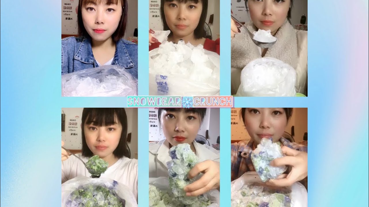 CRUSHED ICE | HARD ICE | ICE IN PLASTIC BAG | ICE EATING ASMR | SATISFYING CRUNCHES❄️🧊🤍🌈