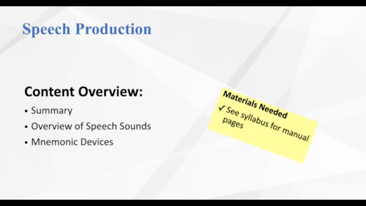 Speech Production