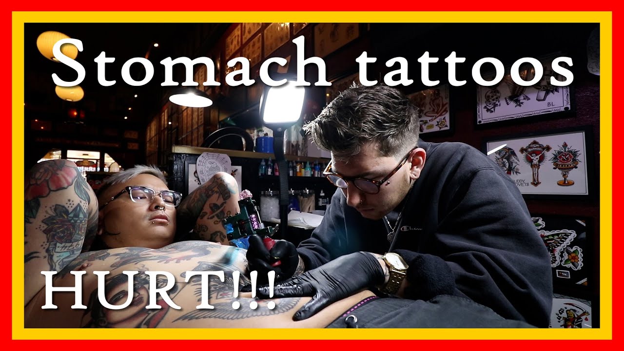 Stomach tattoos HURT!!! | Buddy tattoos Phil for the first time and we do some more tattoo practice