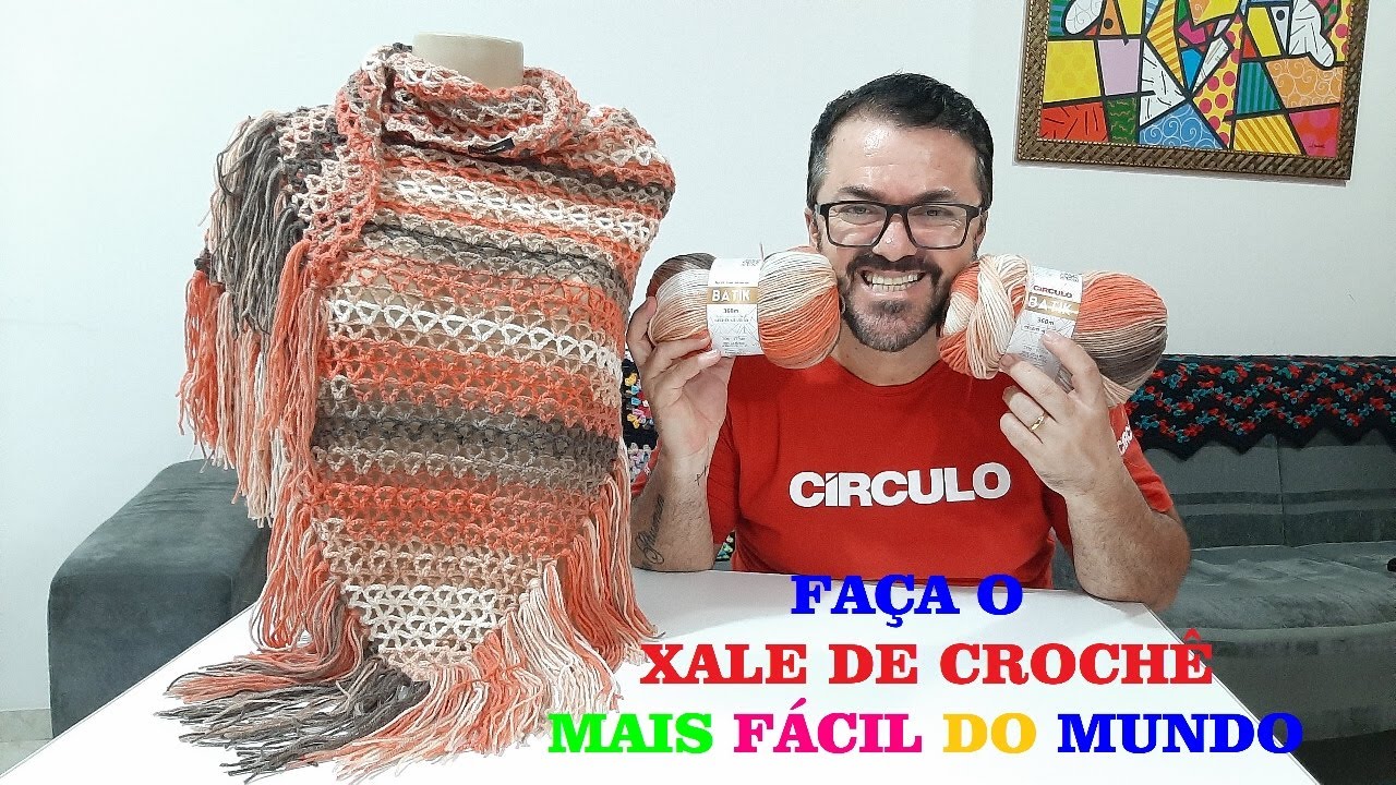 Veja como fazer O XALE DE CROCHÊ MAIS FÁCIL do mundo Por Neddy Ghusmam