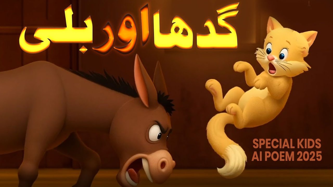 Gadha Aur Billi Ki Kahani | Special Kids AI Poem 2025 | Urdu AI Rhymes | Kids Madani Channel