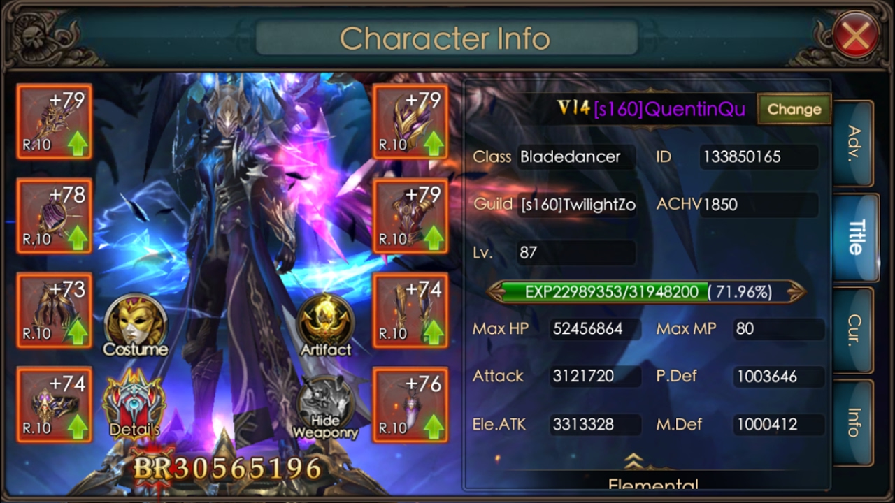 Legacy Of Discord- 30.5m BR character overview !! (All rank 10 equipment now!!)