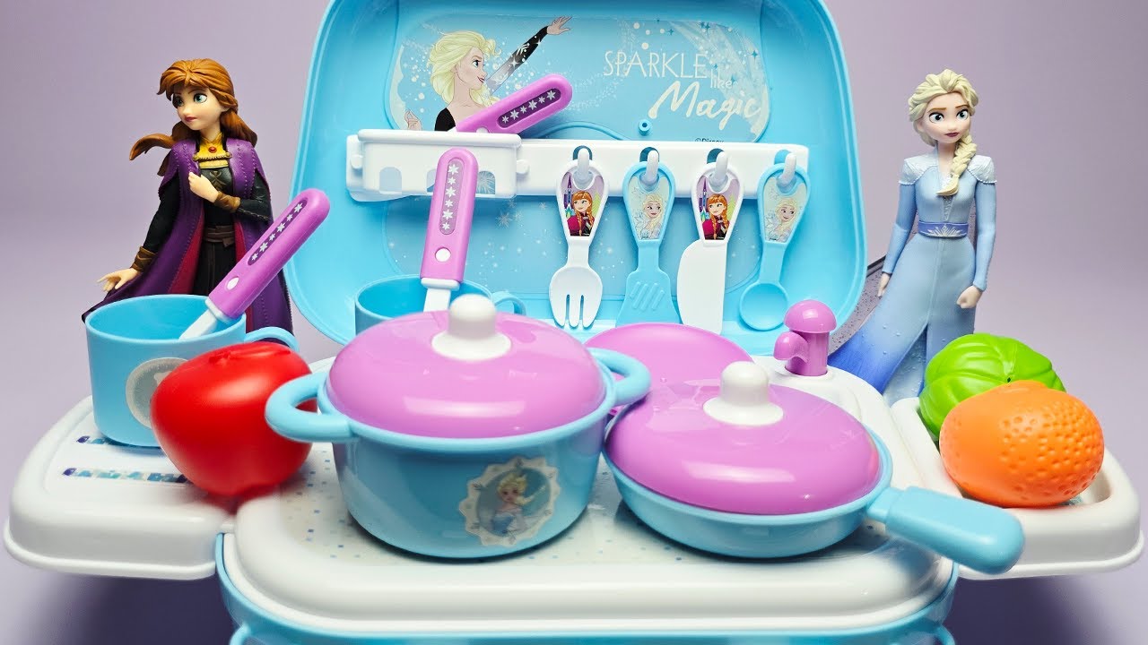 3 Minutes Satisfying with Unboxing Disney Princess Frozen Kitchen Set ASMR #138 (No Music)
