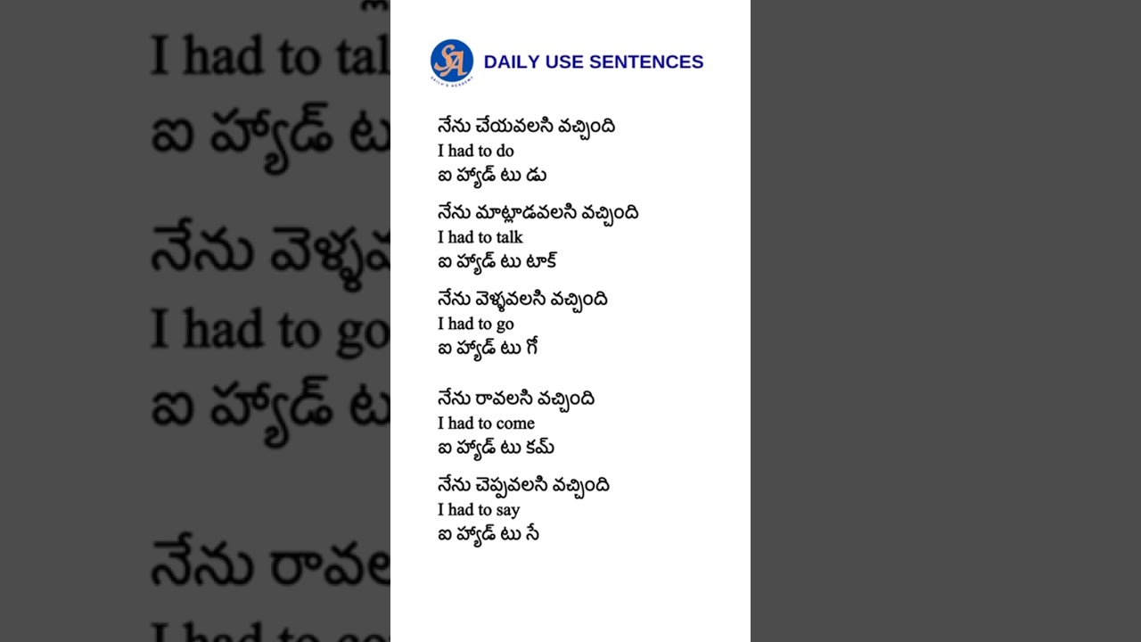 Learn English through Telugu| Daily use English #english #learning #spokenenglish #shorts #telugu