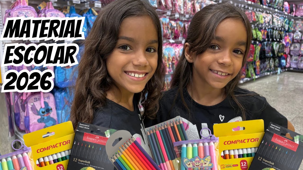 Comprando material escolar 2026 #gemeas #shorts #criancas #familia #diversao