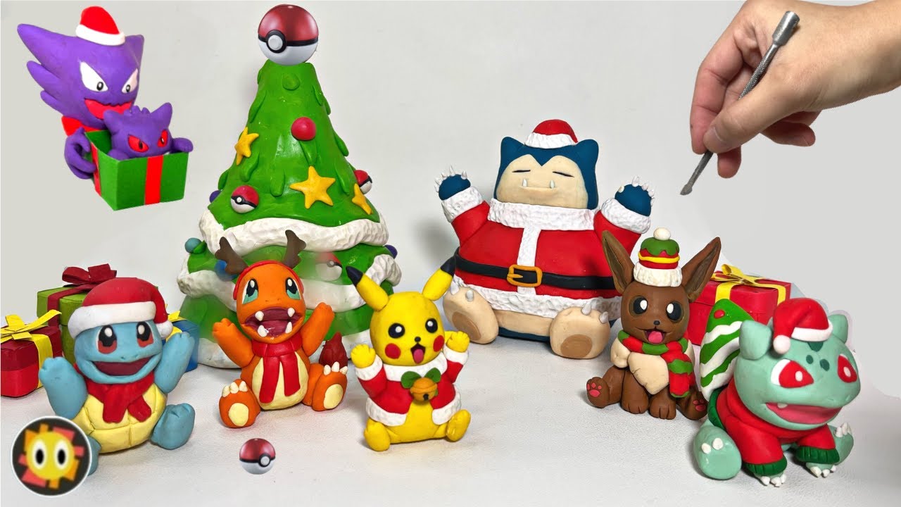 Christmas Pokémon Figures Making - Pikachu, Eevee, Charmander, Squirtle ,Bulbasaur, Gengar, Snorlax