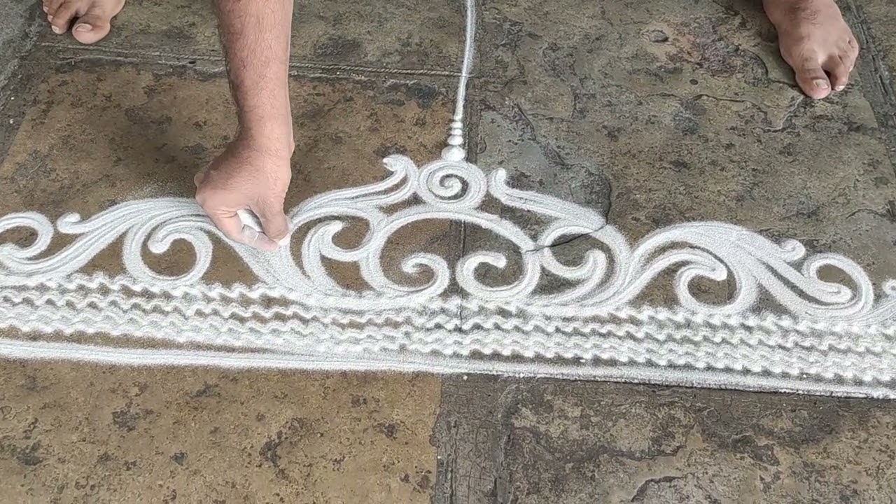 border Rangoli design | new work | easy rangoli design | creative design | artist work