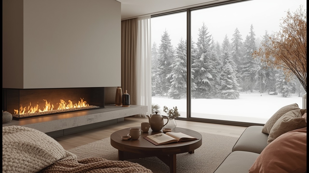 CoPeaceful Winter Night ❄️ Soft Piano & Fireplace Sounds 🌙 Cozy Ambience for Deep Focus & Relaxatio