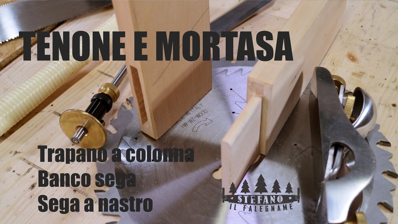 TENONE E MORTASA CIECA con banco sega, trapano a colonna e sega a nastro