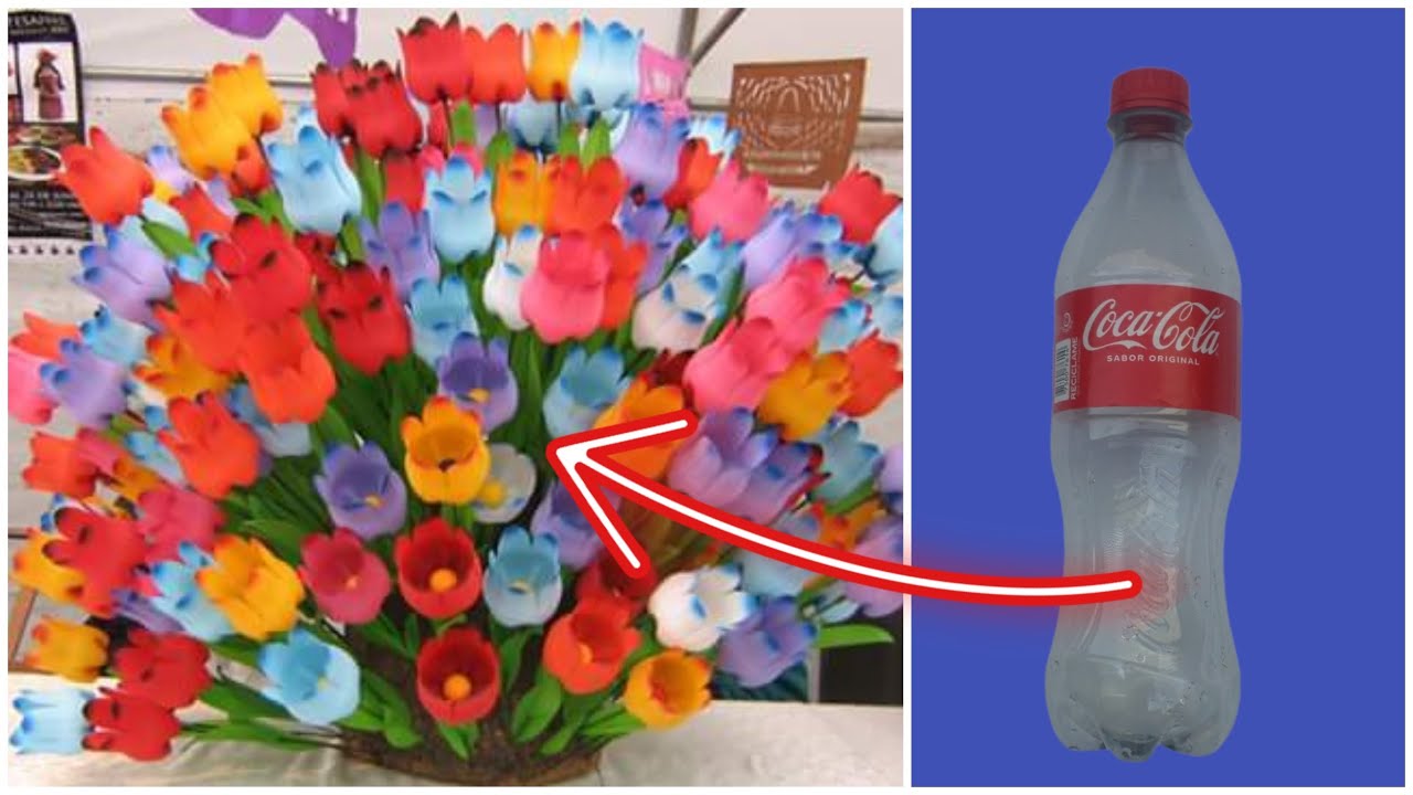 CREA TULIPANES CON BOTELLAS D COCA-COLA 600 ml.