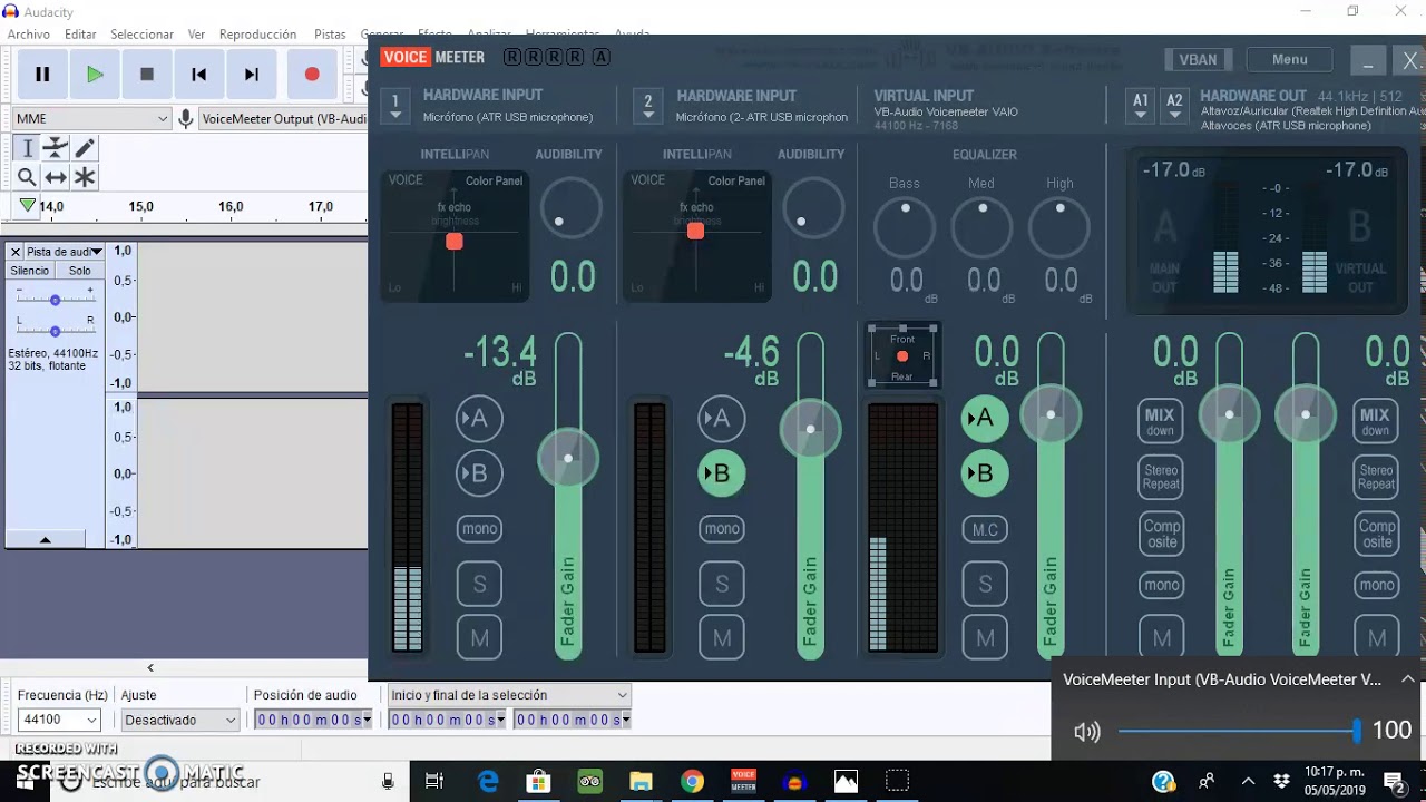 Cómo grabar con dos micrófonos usando Voice Meeter y Audacity