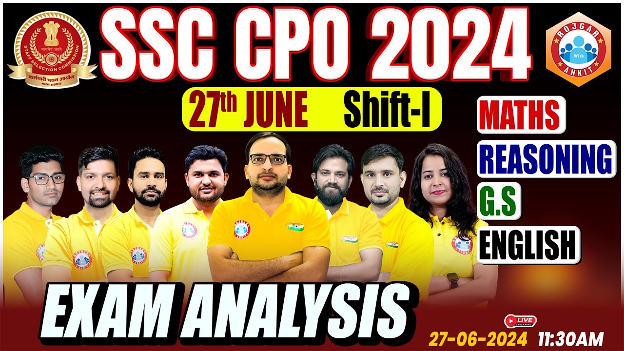 SSC CPO Exam Analysis Today | 27 June 2024 1st Shift | SSC CPO Question Paper 2024 | SSC CPO SI 2024