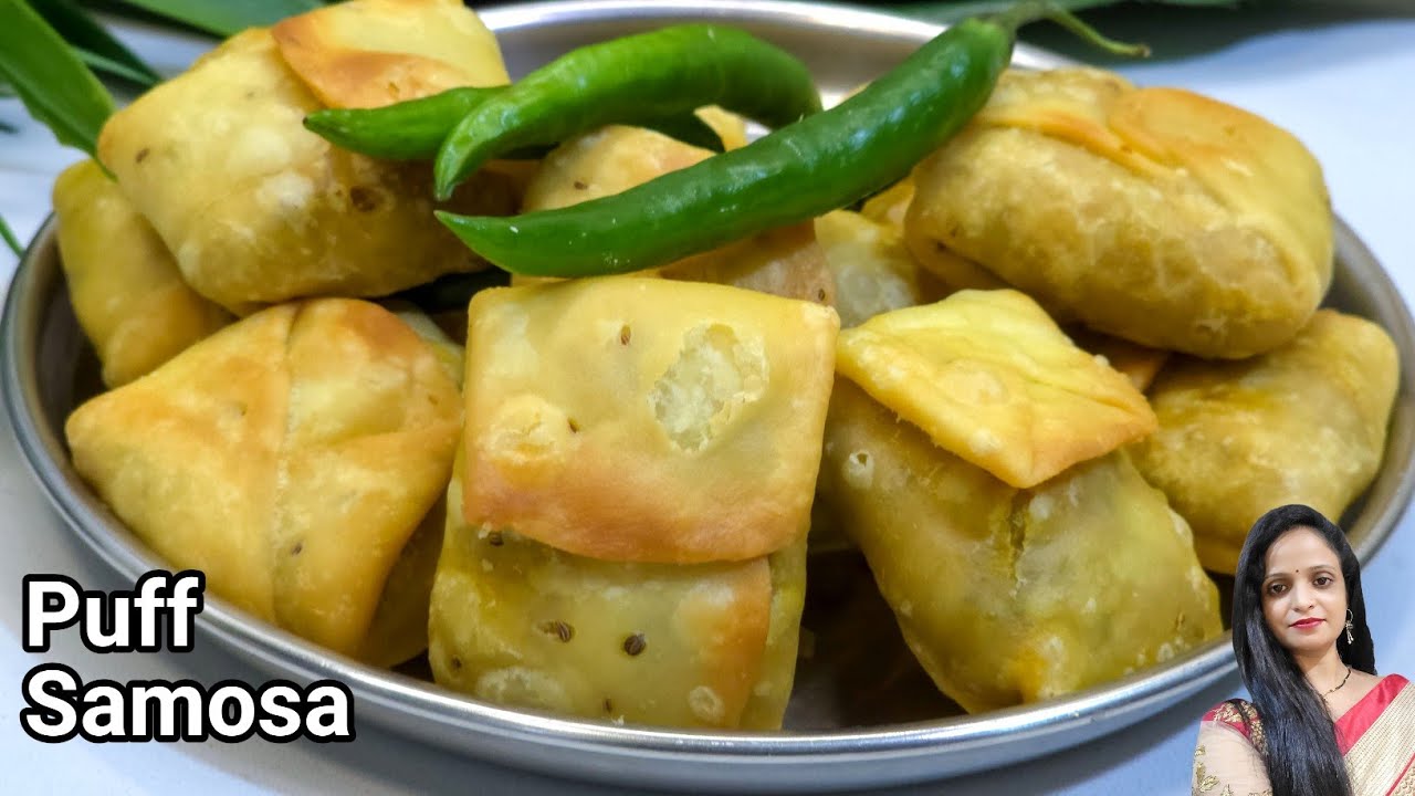 5 min में बनाये खस्ता कुरकुरा पफ समोसा l Puff Samosa Recipe l Puff Pocket Samosa Recipe 