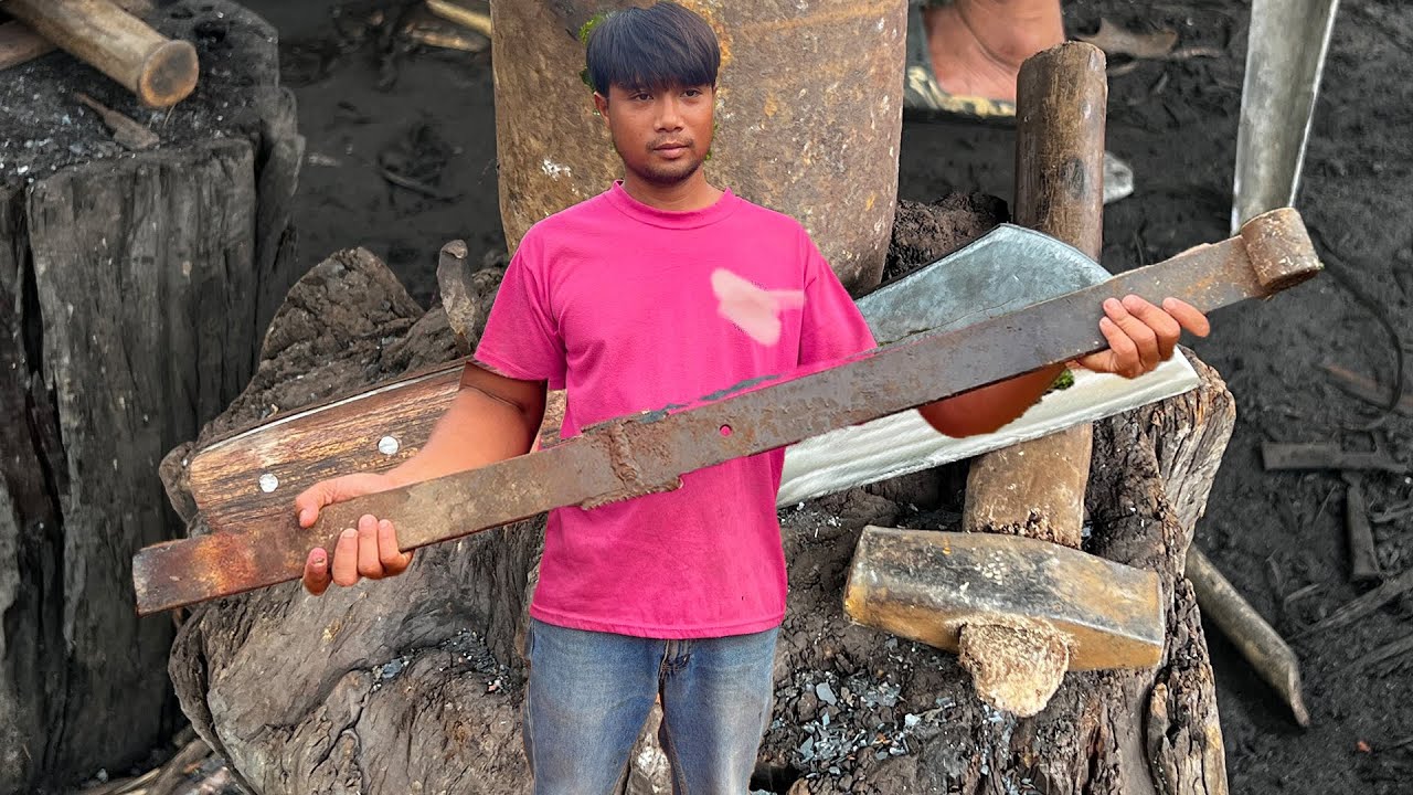 Knife Making - Forging A Powerful Machete From A Longest Leaf Spring