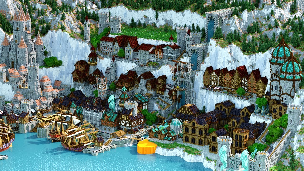 Город Кьессал — огромный 90-часовой таймлапс средневекового города Minecraft — главная часть горо...