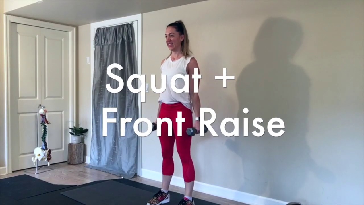 Dumbbell Squat to Front Raise