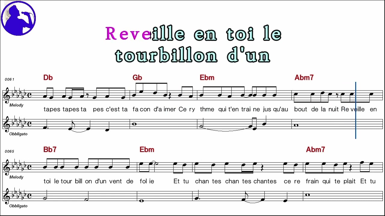 Debut De Soiree-Nuit de folie karaoke sheet music,MR for players,chord,chorus,Lyrics add(Ye karaoke)