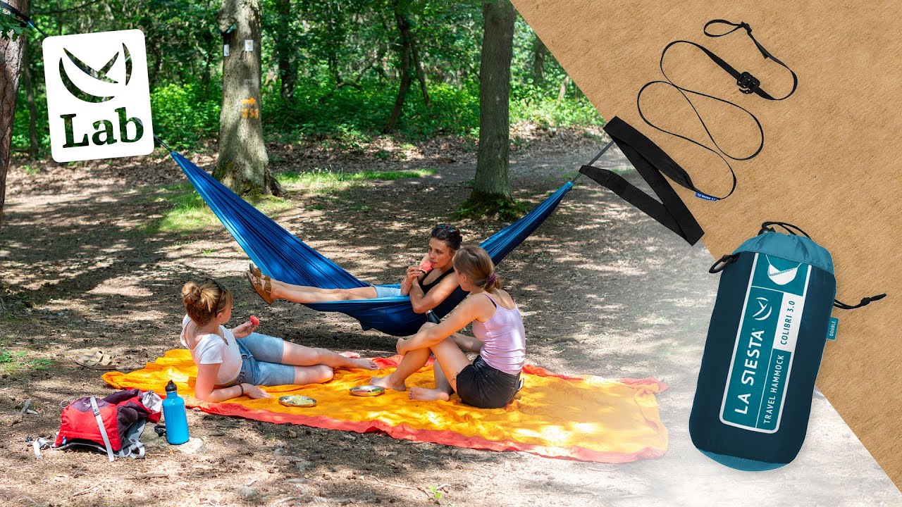 Die Reisehängematte Colibri zwischen zwei Bäumen aufhängen | LA SIESTA Lab