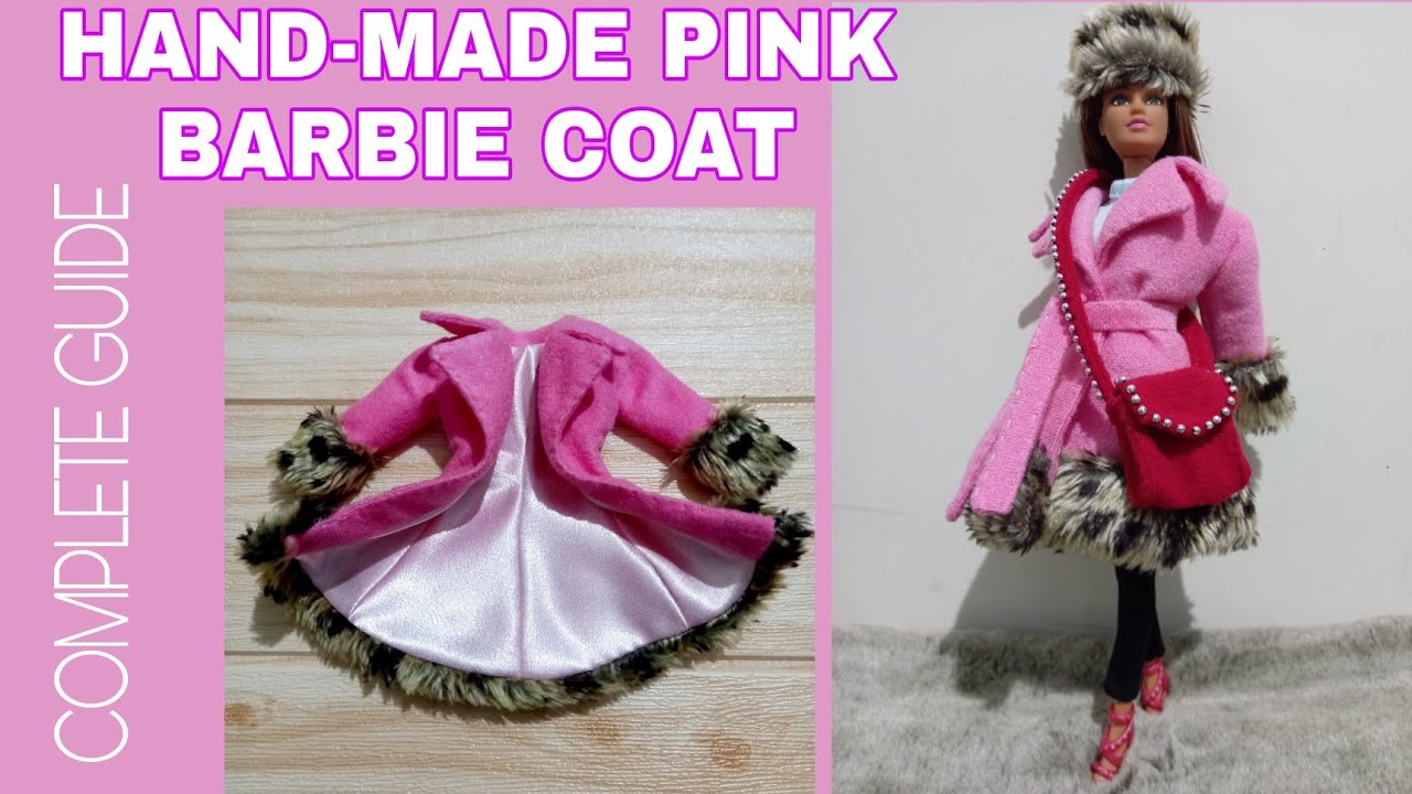 BARBIE DRESS MAKING OUT OF USED CLOTHES|COMPLETE GUIDE|How to create pink lined trench coat