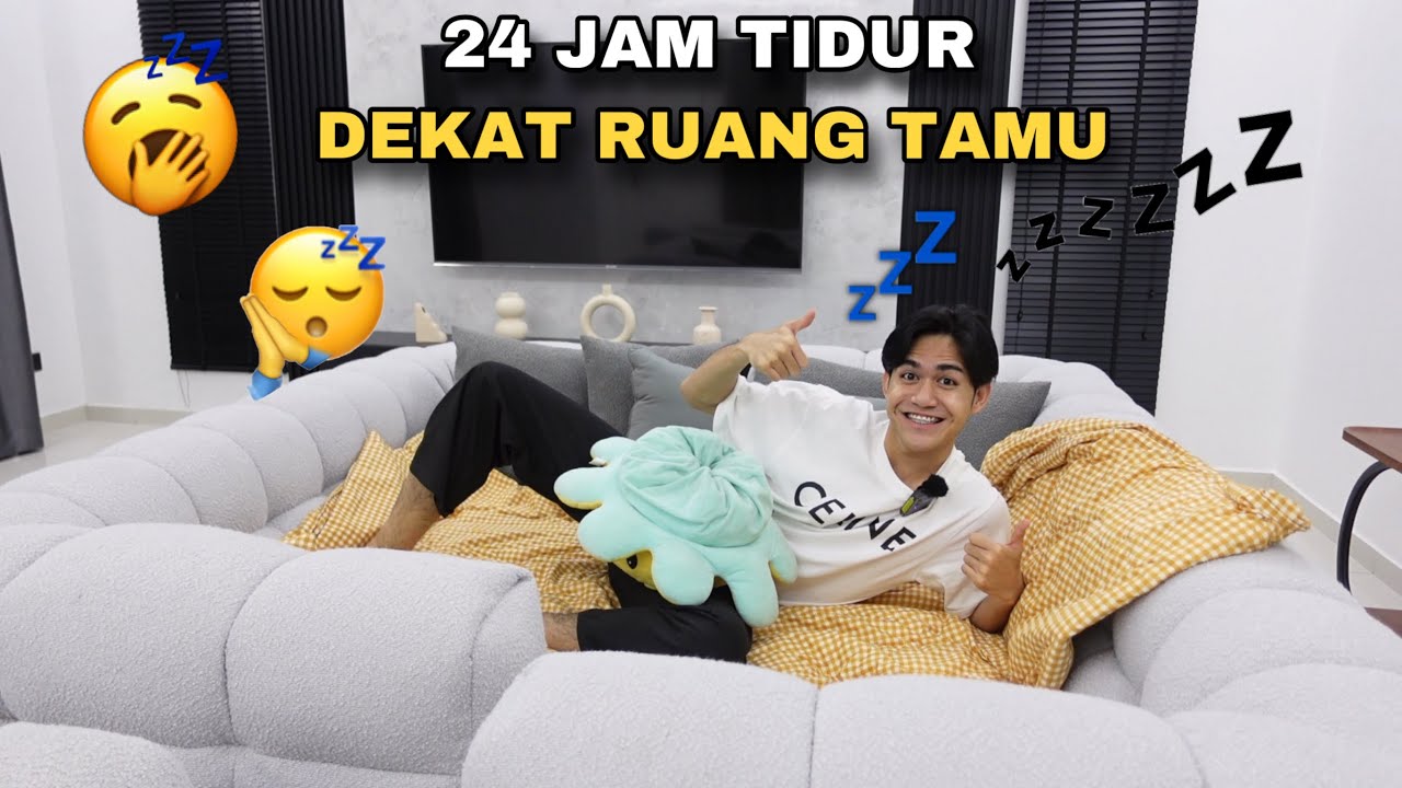 24 JAM AKIDDOS TIDUR DEKAT RUANG TAMU 😴
