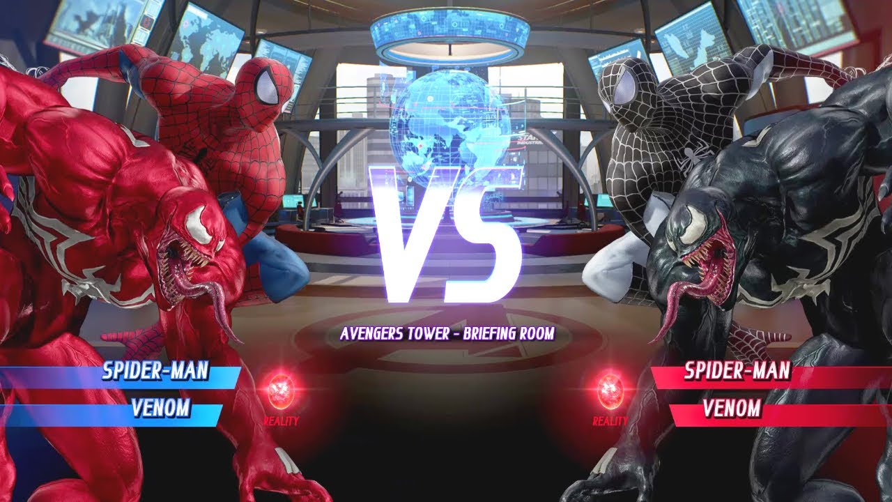 Red Spiderman & Red Venom VS Black Spiderman & Black Venom I Marvel vs Capcom Infinite