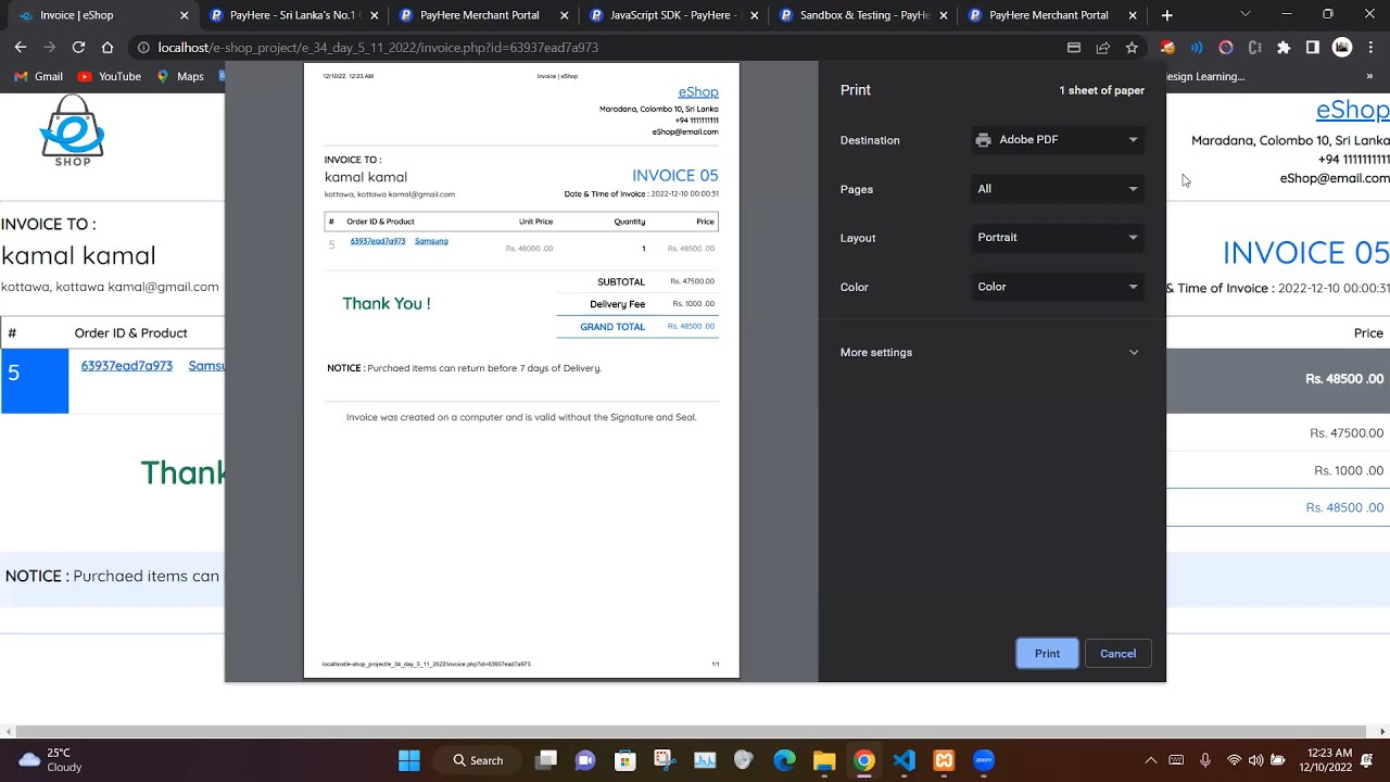 Video 32 :- Program the invoice page.