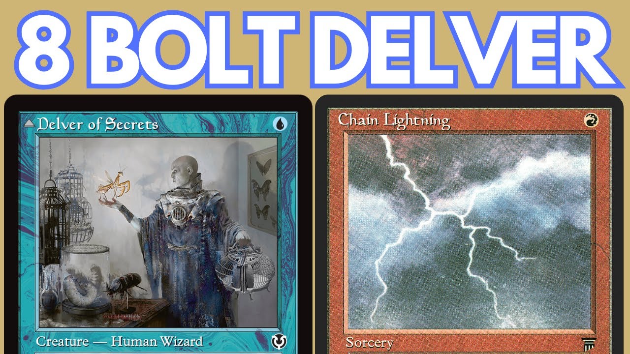 8 BOLT DELVER! Legacy RUG Burn Tempo feat. Chain Lightning and Questing Druid. MTG League