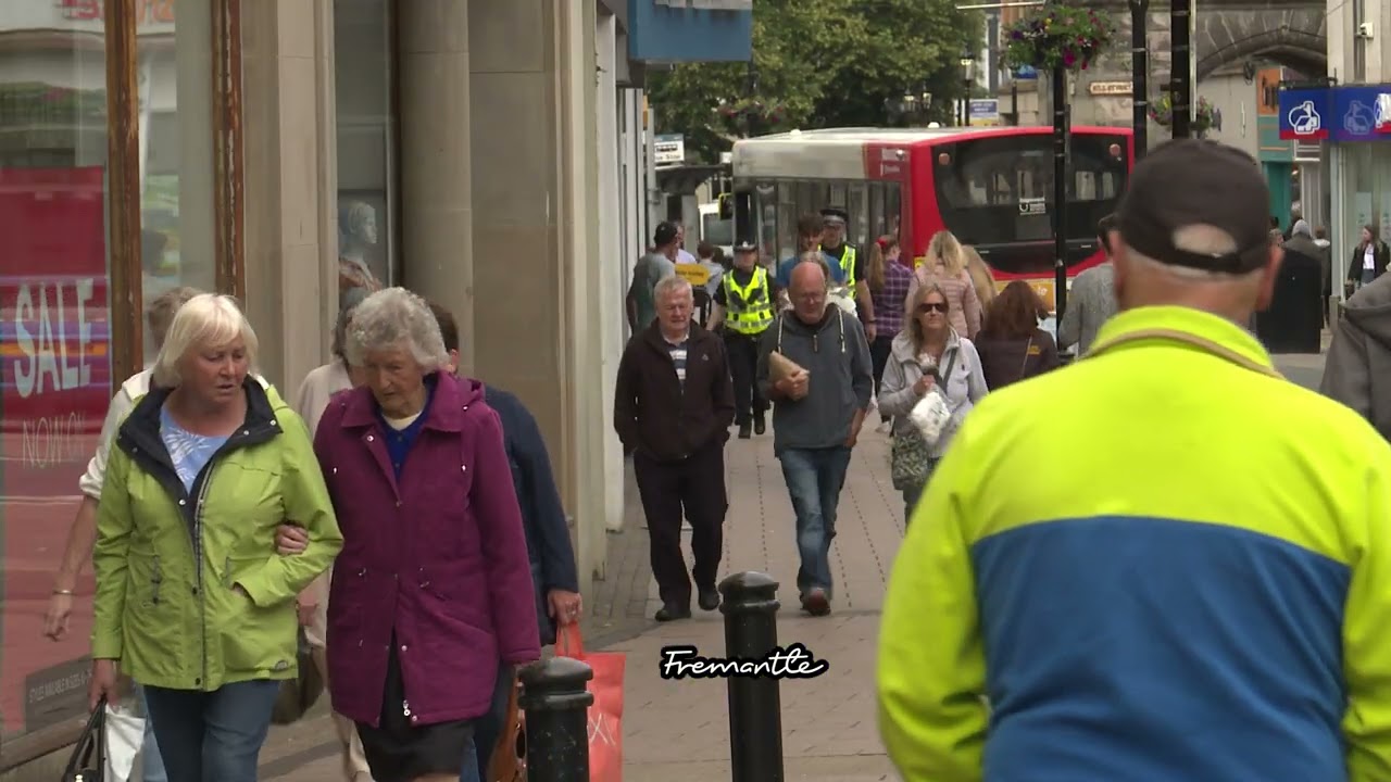 HD Stock Footage | Ayrshire | Ayr | High Street | Scotland | Shoppers | Retail | PT01R14 083