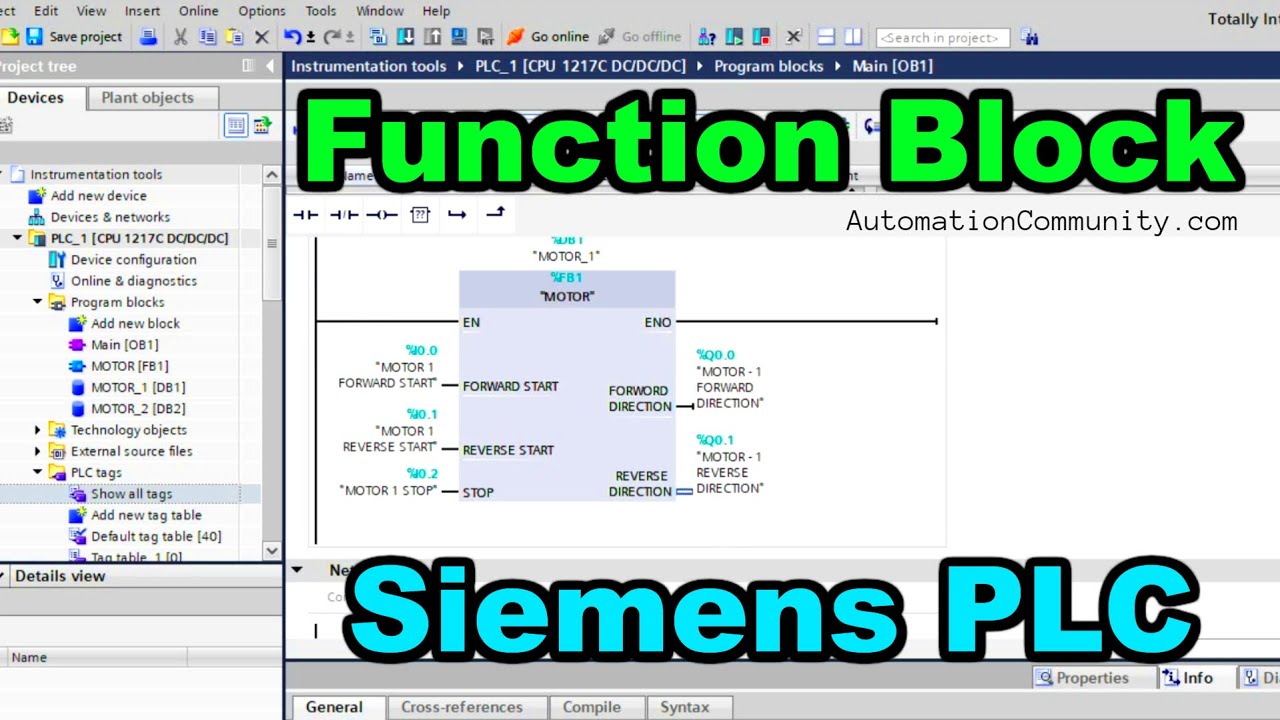 Функциональный блок в ПЛК Siemens — онлайн-курсы портала TIA