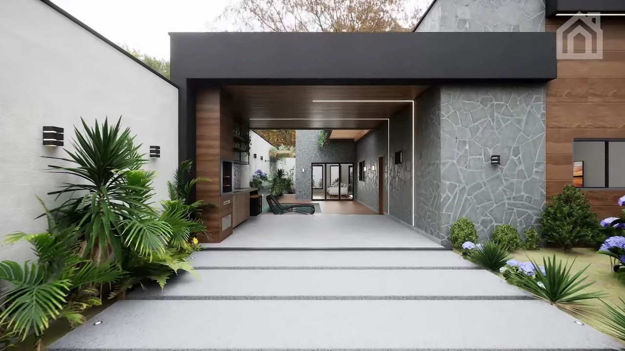 НЕБОЛЬШОЙ И СОВРЕМЕННЫЙ Г-ОБРАЗНЫЙ ДОМ // 2 СПАЛЬНИ // ПЕРВЫЙ ЭТАЖ - УЧАСТОК 10X20 м