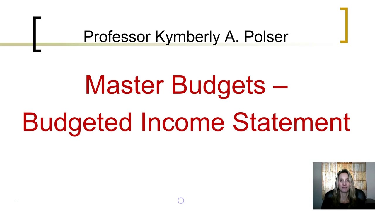 Master Budget - Budgeted Income Statement ch24