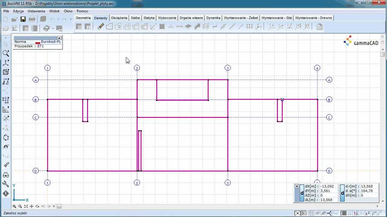 AxisVM - Modelowanie płyty stropowej z podkładu DXF