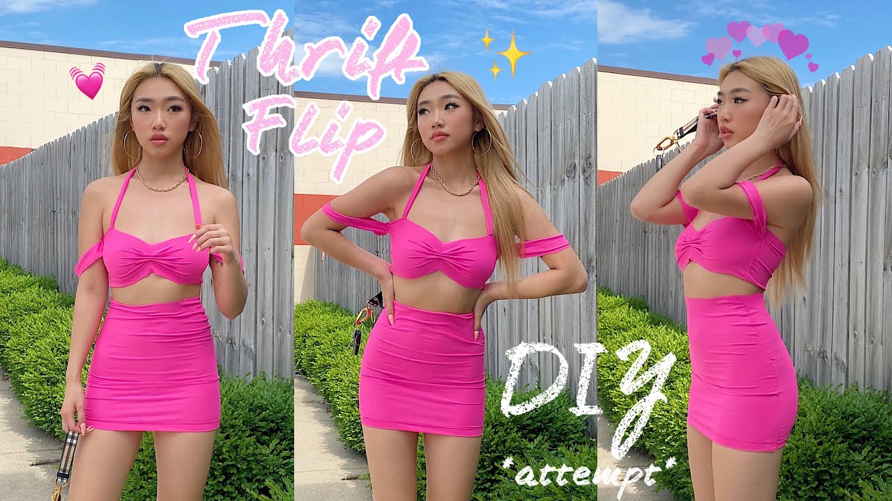 THRIFT FLIP: Turning ugly shirt into a cute two piece set ✨