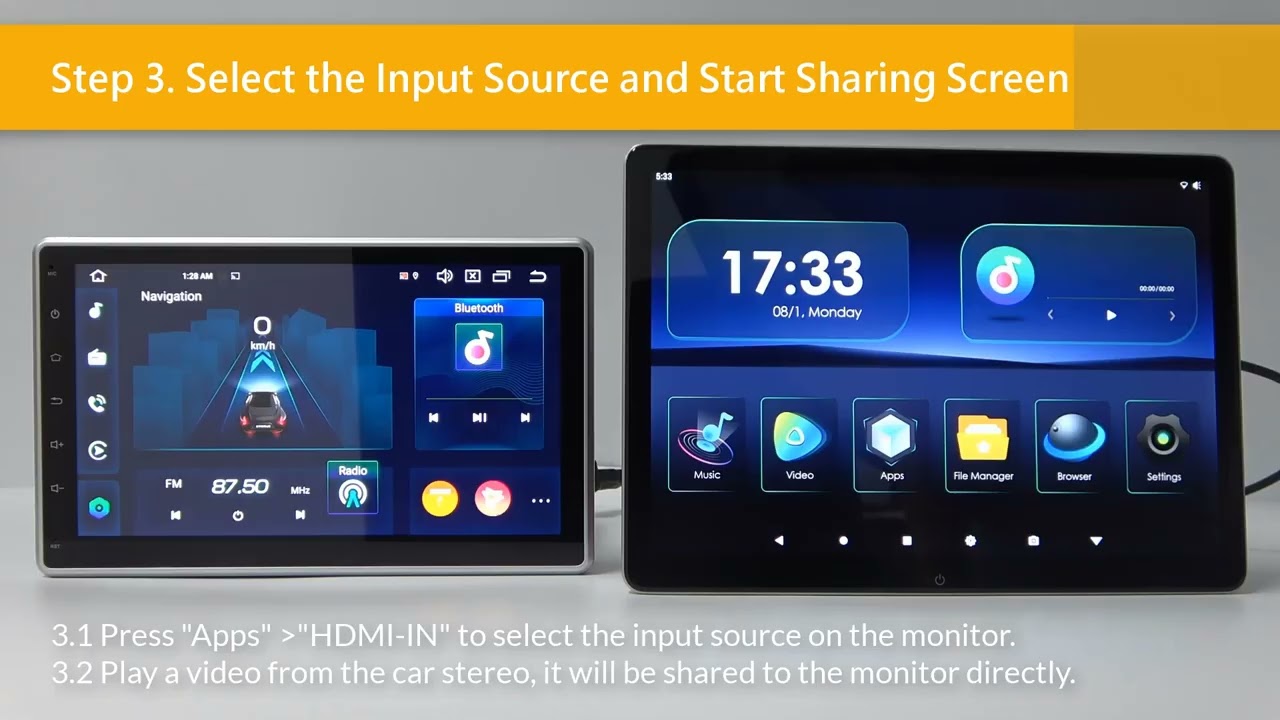 How to Connect an Android Car Stereo to an External HD Monitor by Using XTRONS USBHDMI Adapter