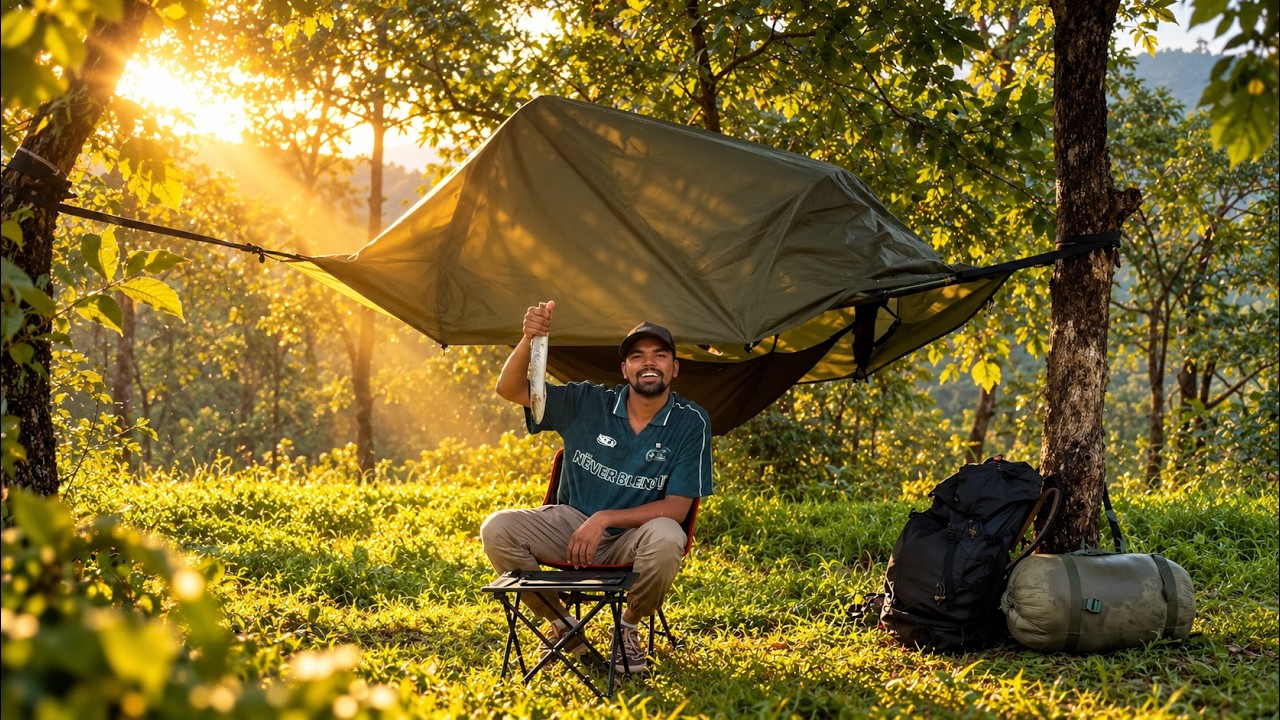 Solo Hammock Camping in the Wild 🌿🌙  | Camping ASMR