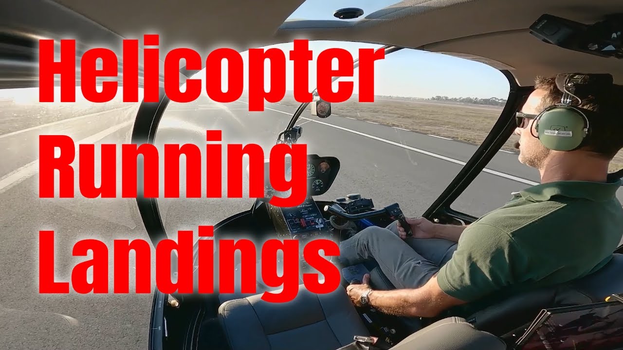 Helicopter training running landings at Long Beach Airport in an Robinson R44