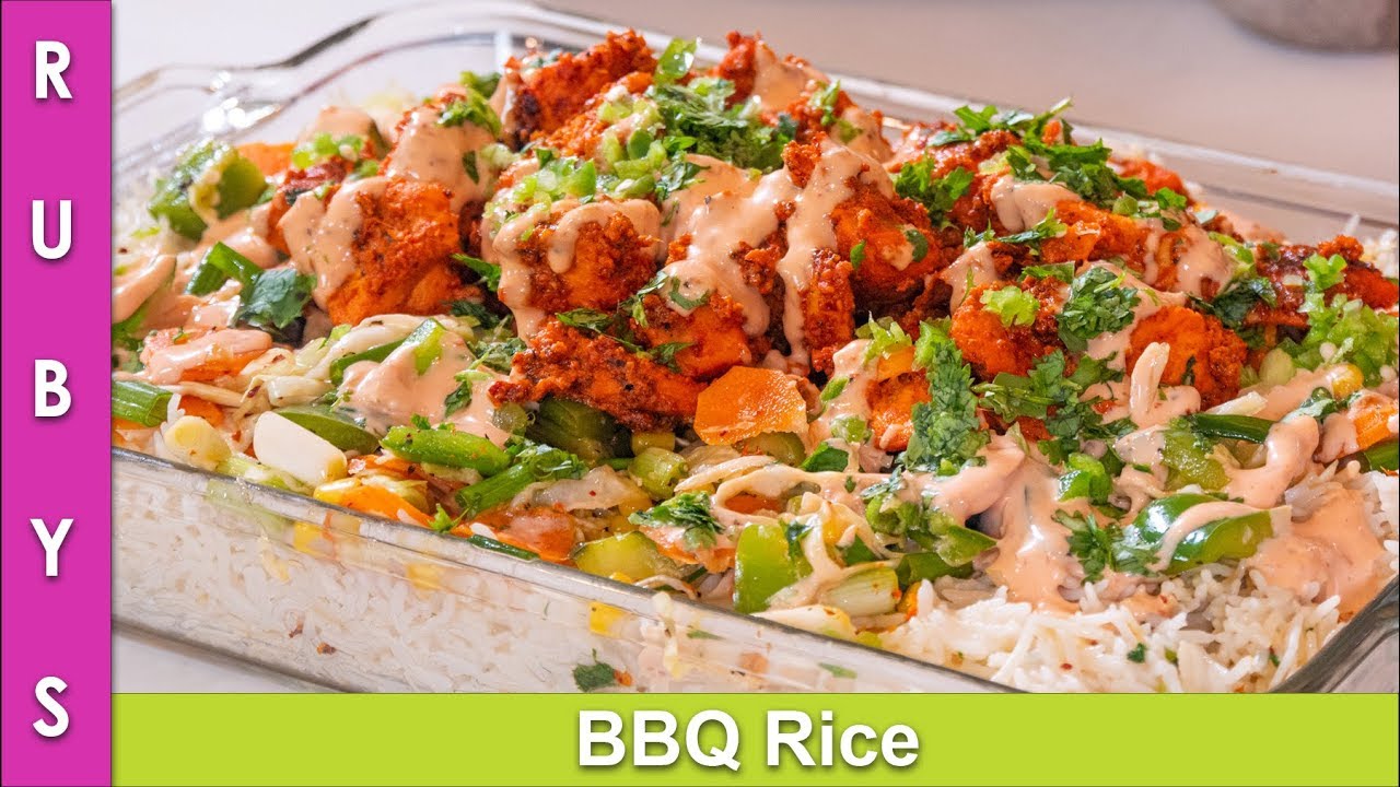 BBQ Rice Khatharnak Chicken Wale Chawal & Vegetable Platter Recipe in Urdu Hindi - RKK