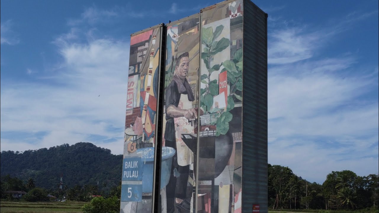Flyover Balik Pulau Paddy Field Mural Penang DJI Mini 2 SE drone footage