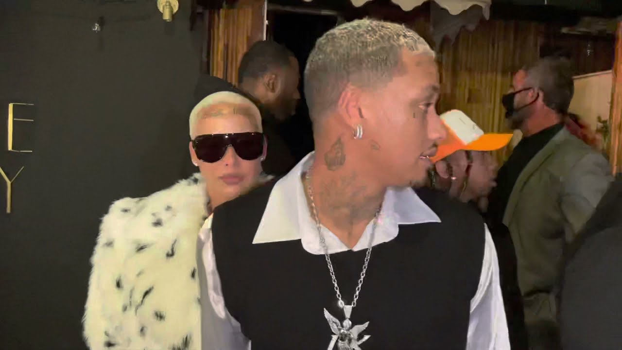 Amber Rose, Alexander Edwards and Tyga leaving The Nice Guy in West Hollywood