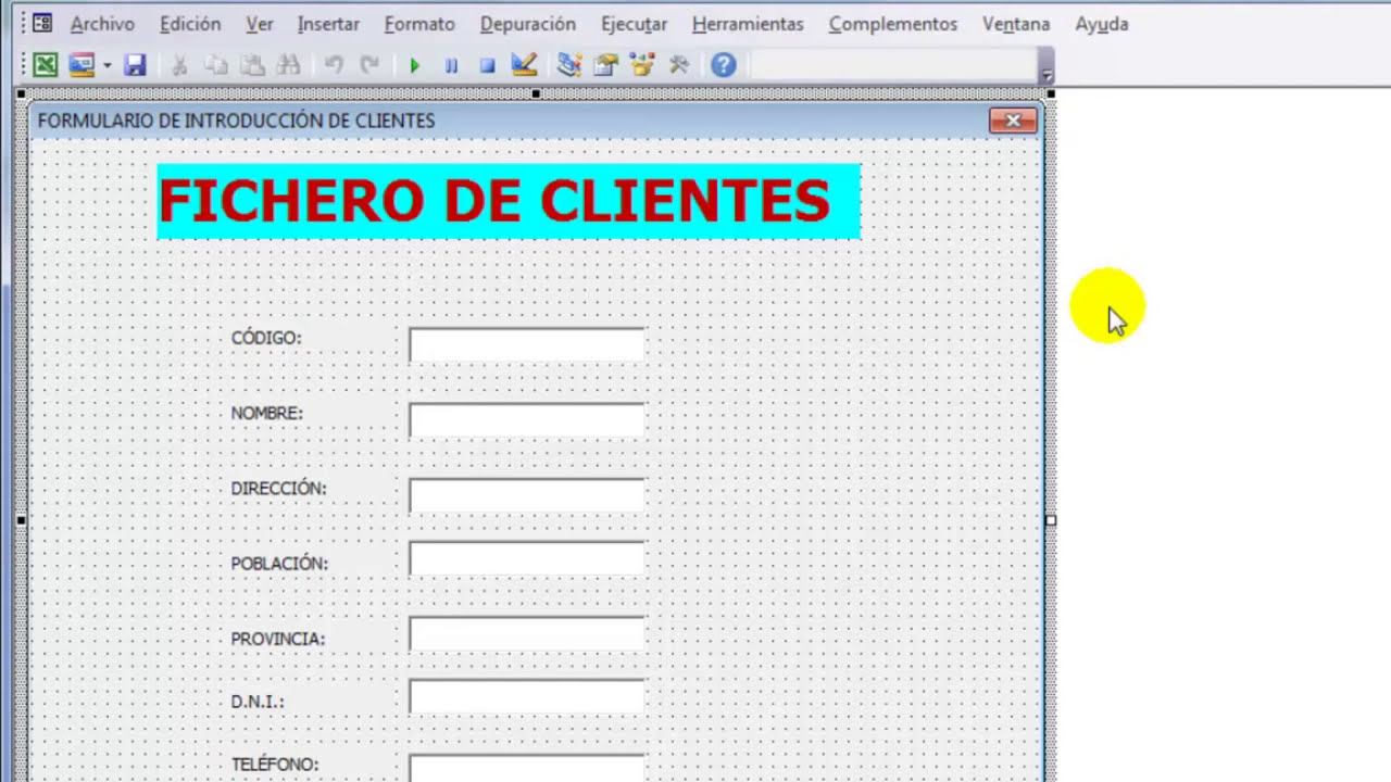 Aplicación negocio VBA Excel 2010 - capitulo 2 - Formulario de clientes