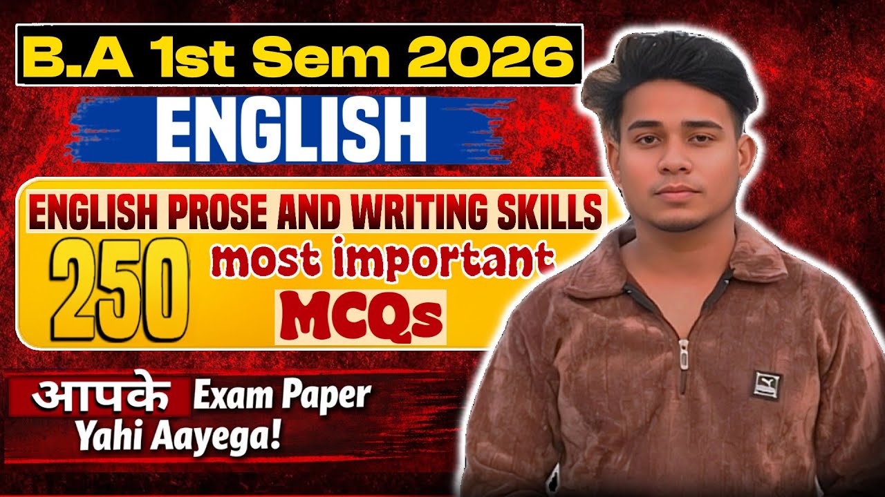 BA 1st semester english important question MCQs 2026 ccsu, all university 
