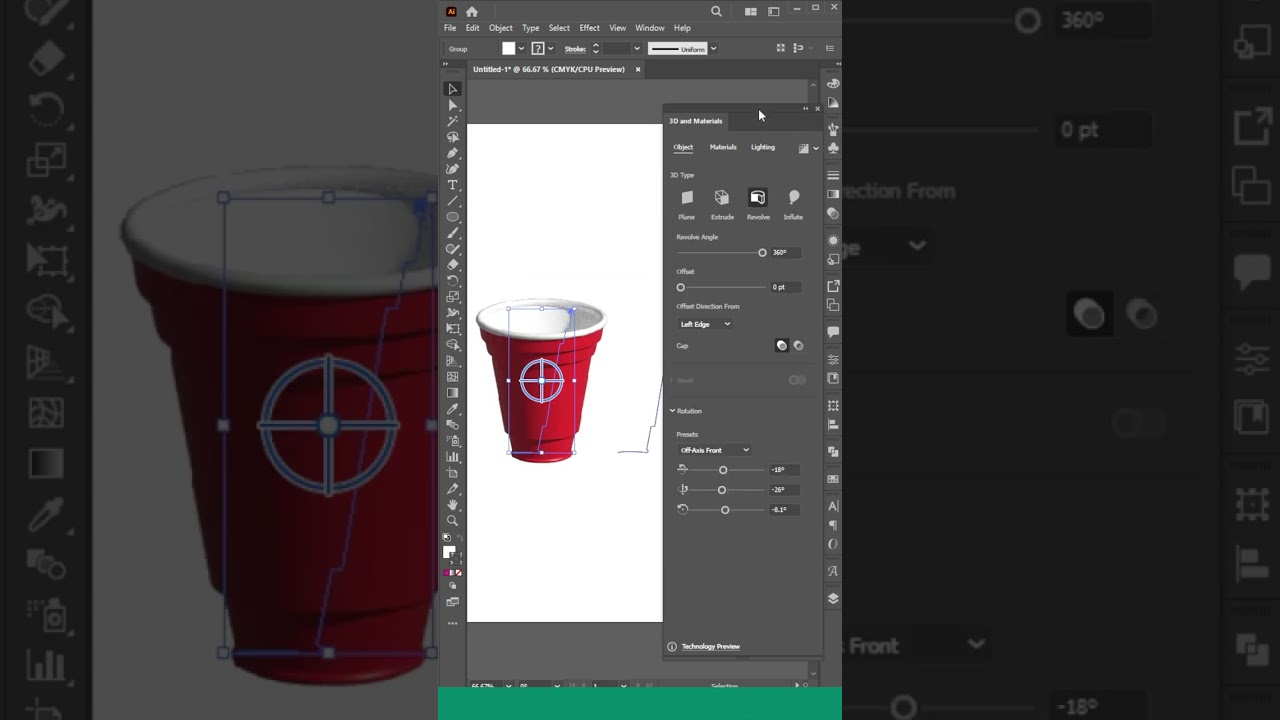 How to 3D Revolve Effect in Illustrator #shorts