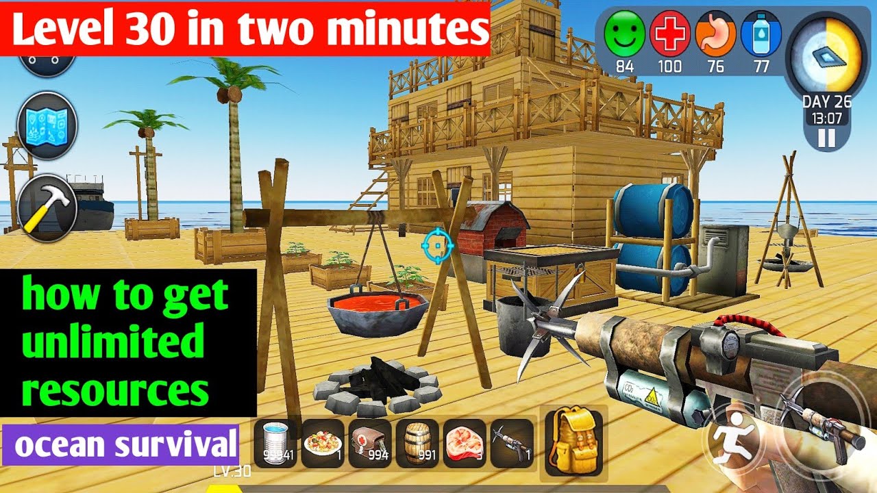 Ocean Survival! How I Got All The Resources And Big House