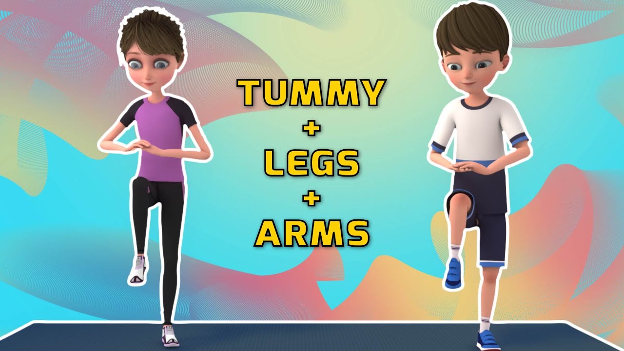 TUMMY + LEGS + ARMS: HOME WORKOUT FOR KIDS | Kids Exercise