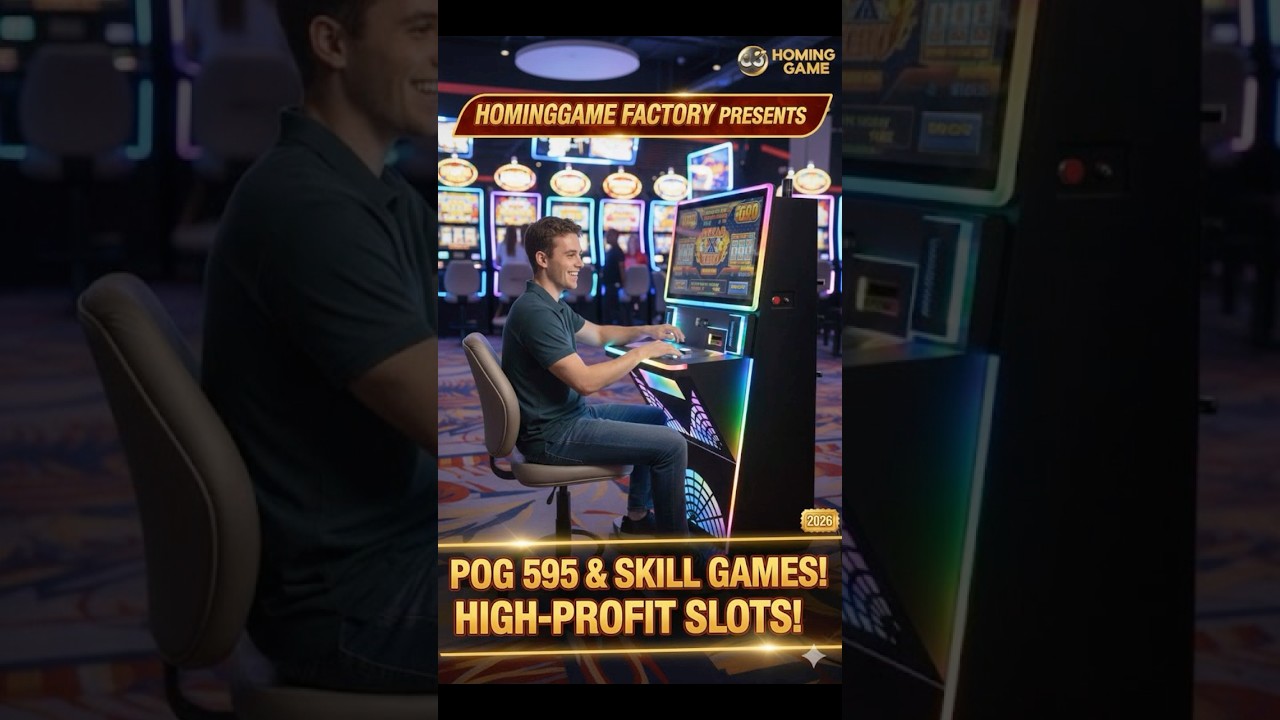 HomingGame 2026 Deluxe POG Slot Table Machine - 27-Inch Curved Touch Screen POG Slot Cabinet