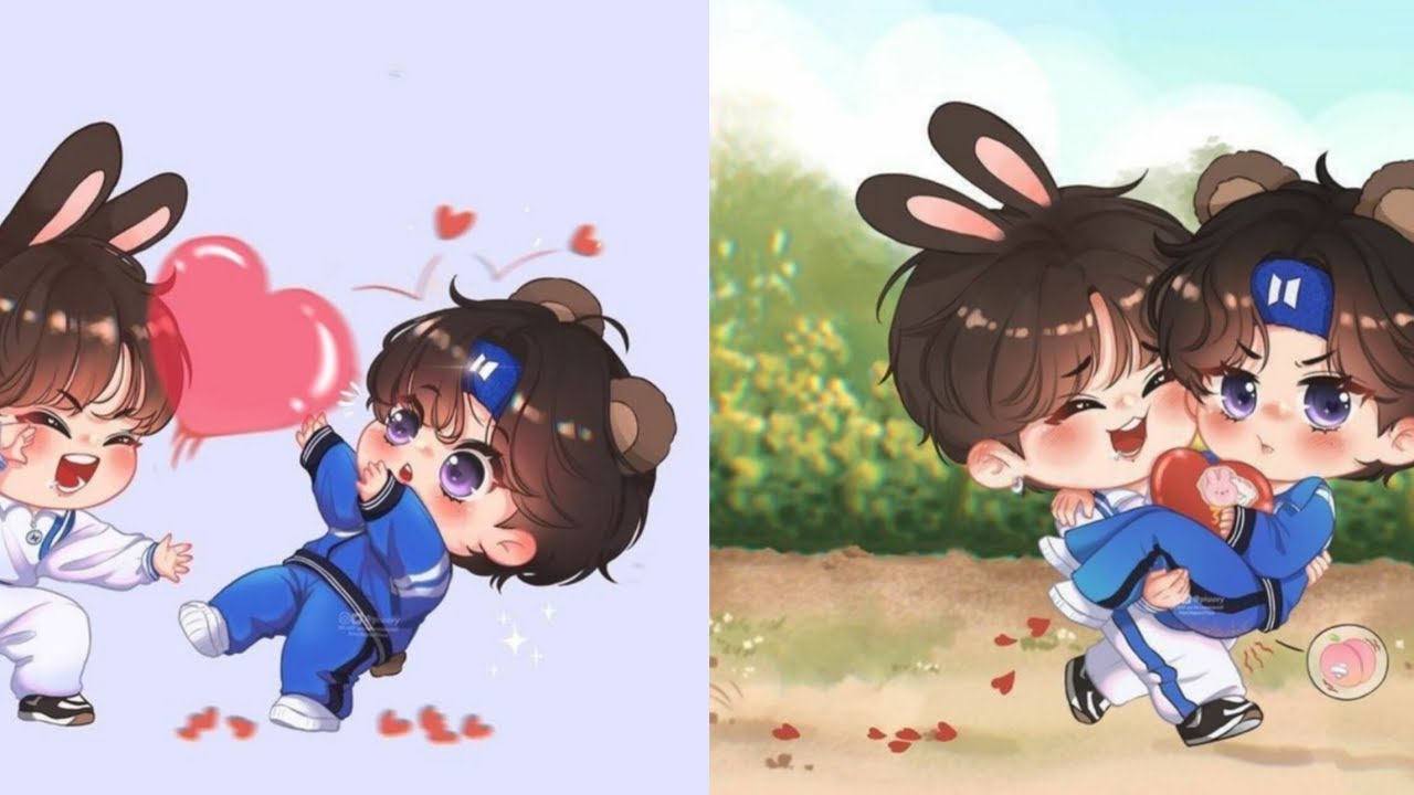too sad to dance taekook chibi fanart // vkook chibi fanart 💜💚