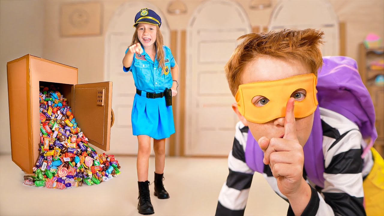 Nastya and Friends in a Candy Store Police Chase
